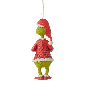 Grinch Holding Candy Cane Heart Hanging Ornament