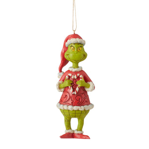 Grinch Holding Candy Cane Heart Hanging Ornament