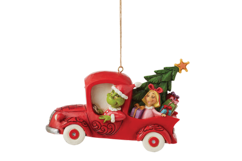 Jim Shore Grinch in Red Truck Hanging Ornament