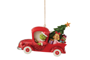 Jim Shore Grinch in Red Truck Hanging Ornament