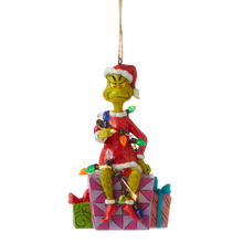 Load image into Gallery viewer, Jim Shore Grinch on Present Hanging Ornament