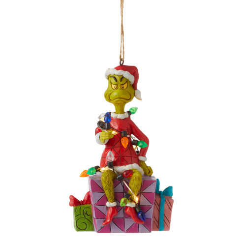 Jim Shore Grinch on Present Hanging Ornament