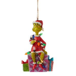 Jim Shore Grinch on Present Hanging Ornament