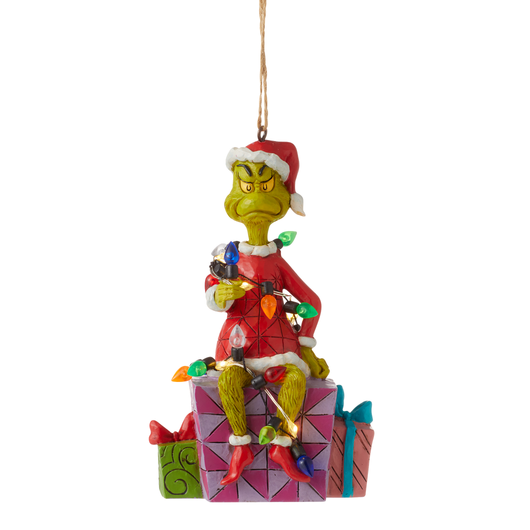 Jim Shore Grinch on Present Hanging Ornament