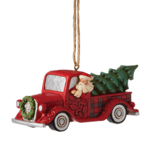 Load image into Gallery viewer, Highland Glen Santa Plaid Red Truck Hanging Ornament