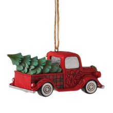 Load image into Gallery viewer, Highland Glen Santa Plaid Red Truck Hanging Ornament