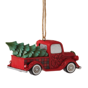 Highland Glen Santa Plaid Red Truck Hanging Ornament