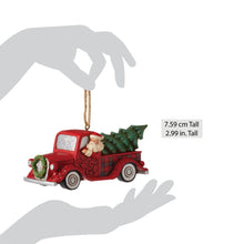 Load image into Gallery viewer, Highland Glen Santa Plaid Red Truck Hanging Ornament