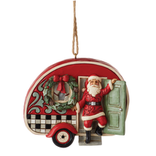 Load image into Gallery viewer, Jim Shore Highland Glen Santa in Plaid Camper Hanging Ornament