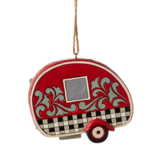 Load image into Gallery viewer, Jim Shore Highland Glen Santa in Plaid Camper Hanging Ornament