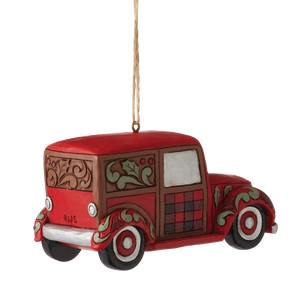 Jim Shore Highland Glen Santa Woody Wagon Hanging Ornament