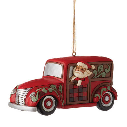 Jim Shore Highland Glen Santa Woody Wagon Hanging Ornament