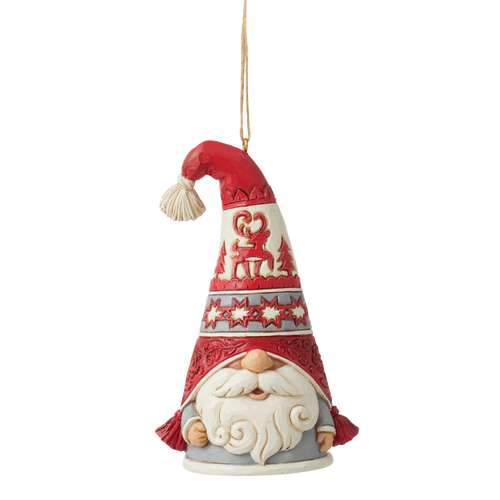 Jim Shore Nordic Noel Gnome Flap Hat Hanging Ornament