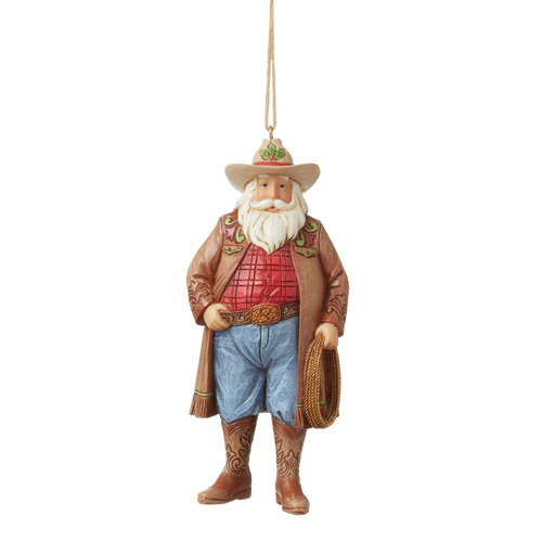 Western Santa Cowboy Hat Hanging Ornament