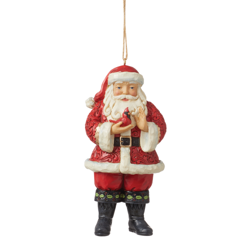 Jim Shore  Santa Holding A Cardinal Hanging Ornament