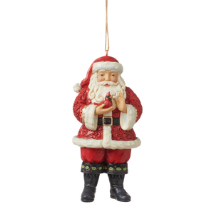 Santa Holding A Cardinal Hanging Ornament