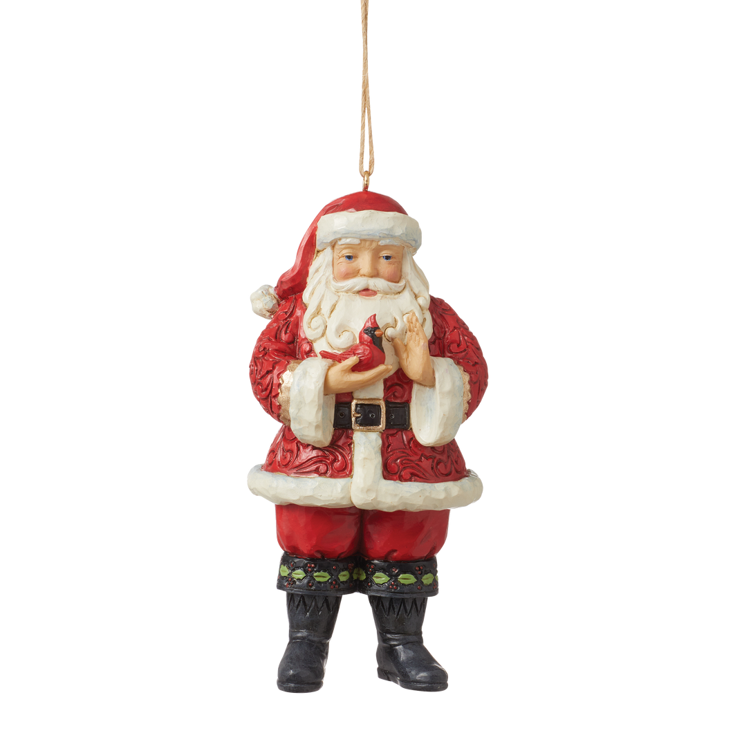 Jim Shore  Santa Holding A Cardinal Hanging Ornament