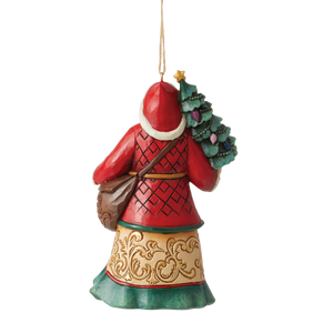 Santa with Tree and Toybag Hanging Ornament