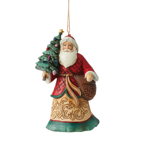 Santa with Tree and Toybag Hanging Ornament