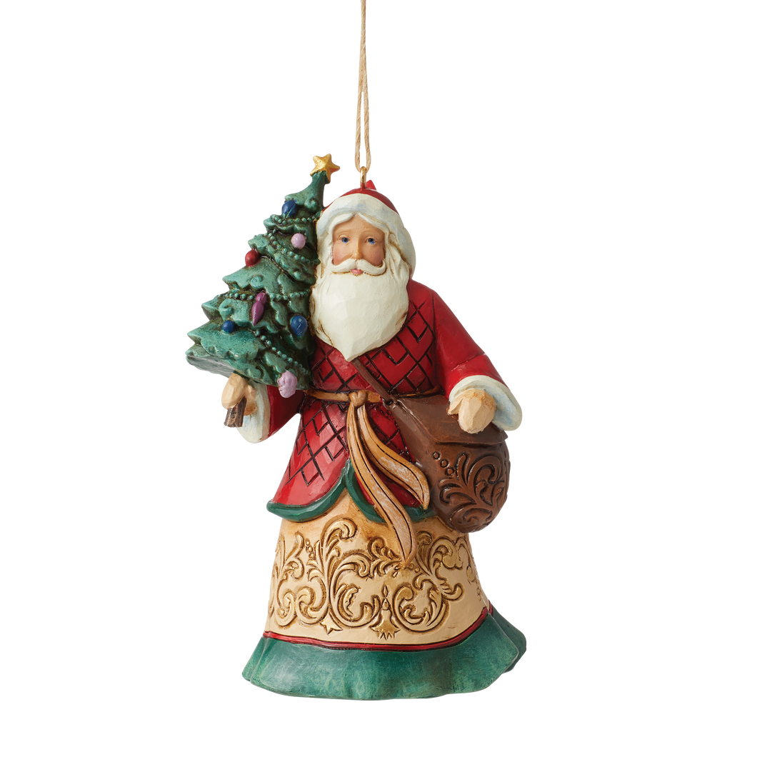 Jim Shore Santa with Tree and Toybag Hanging Ornament