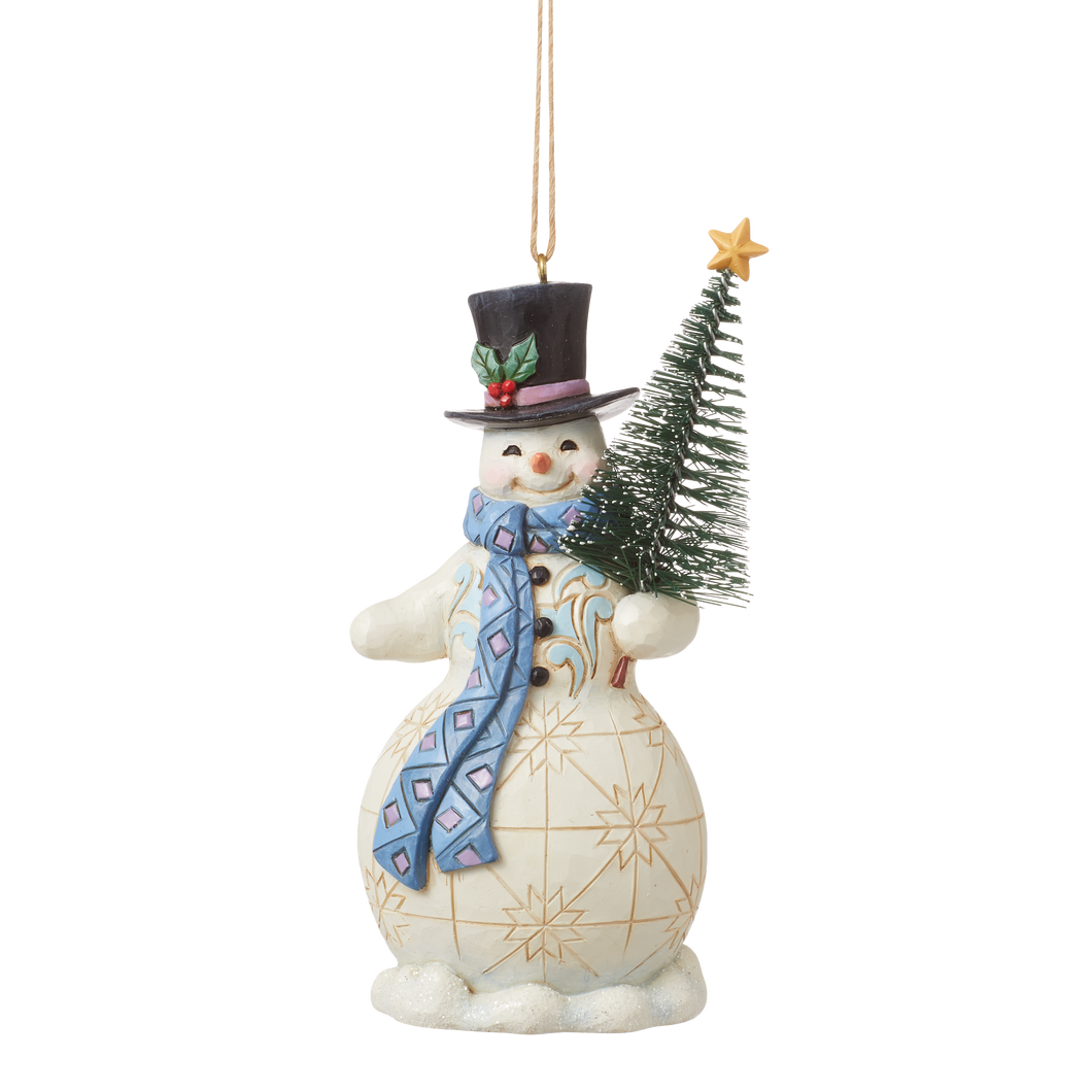 Jim Shore Snowman with Sisal Tree Hanging Ornament