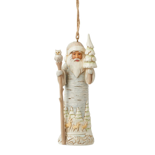 Woodland Birch Bark Santa Hanging Ornament