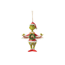 Load image into Gallery viewer, Grinch Holding Banner Hanging Ornament