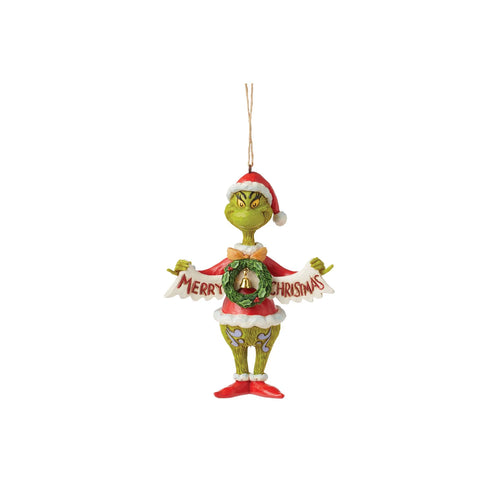 Grinch Holding Banner Hanging Ornament