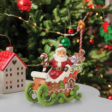 Load image into Gallery viewer, Gingerbread Santa in Sled with LED Lights