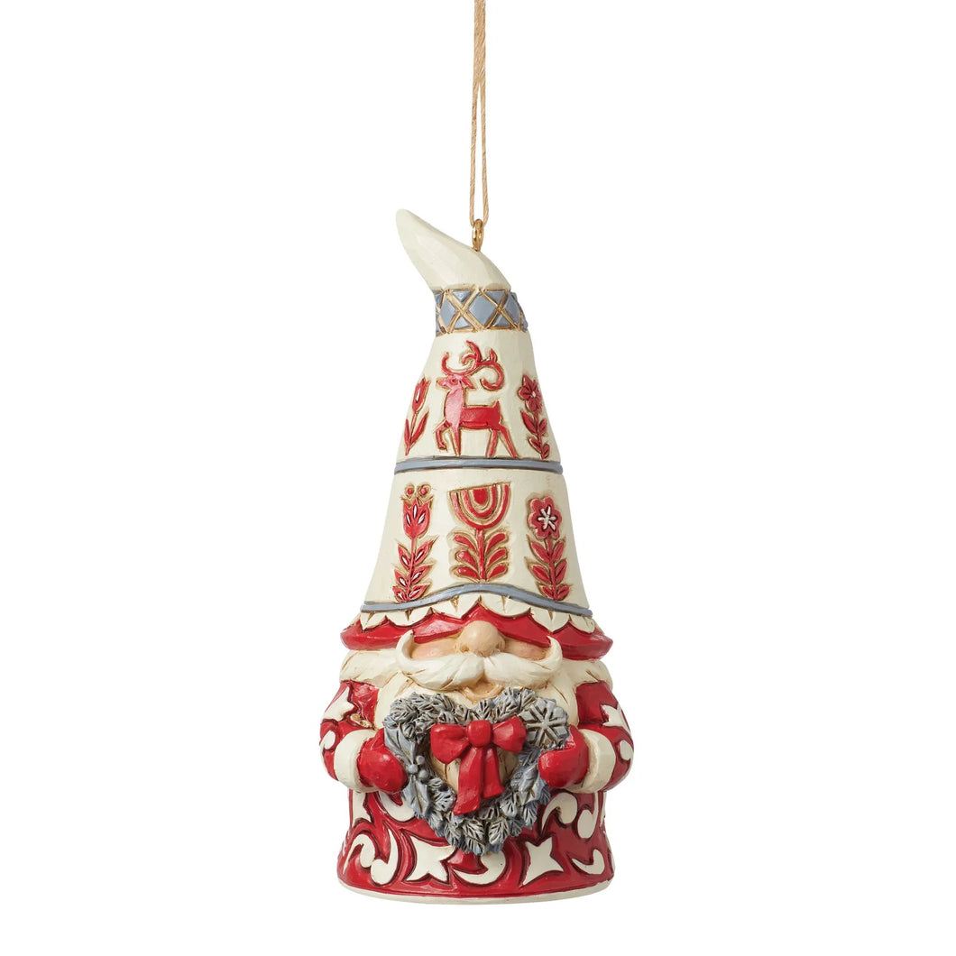 Nordic Noel Gnome With Heart Hanging Ornament