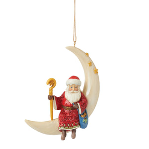 Santa in Moon Hanging Ornament