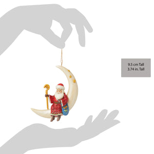 Santa in Moon Hanging Ornament