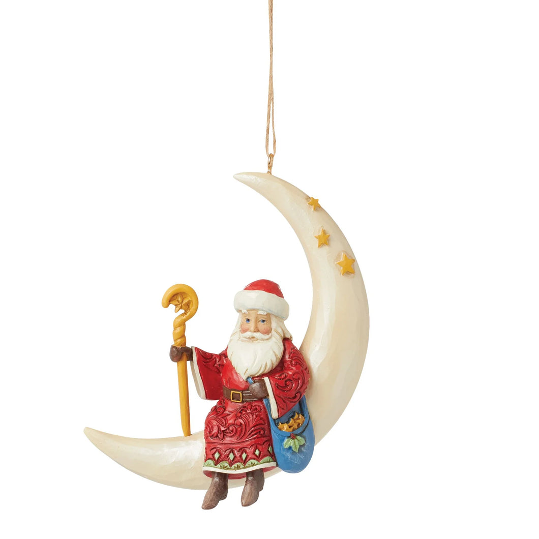 Santa in Moon Hanging Ornament