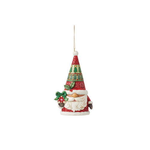 Santa Gnome with Gift Hanging Ornament