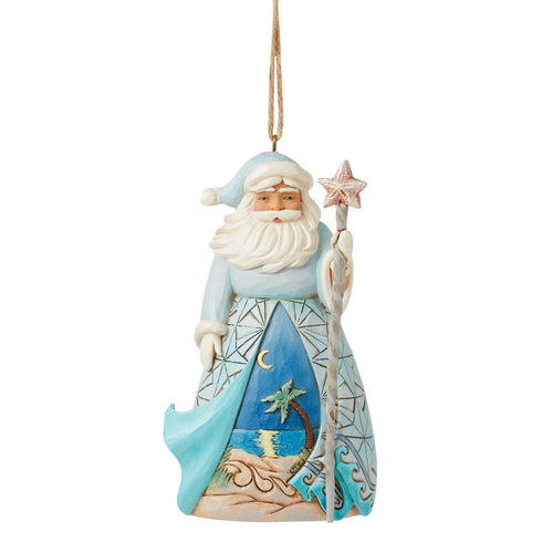 Santa with Starfish Cane Hanging Ornament