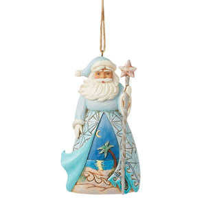 Santa with Starfish Cane Hanging Ornament