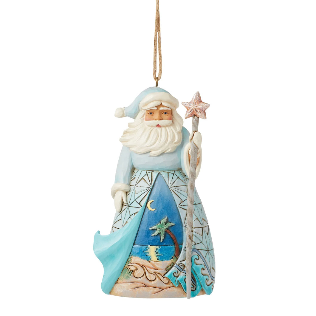 Santa with Starfish Cane Hanging Ornament