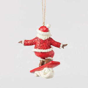 Snowboarding Santa Hanging Ornament