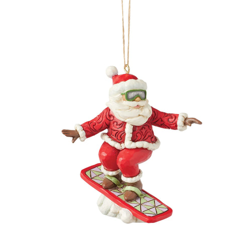 Snowboarding Santa Hanging Ornament