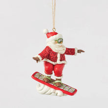 Load image into Gallery viewer, Snowboarding Santa Hanging Ornament