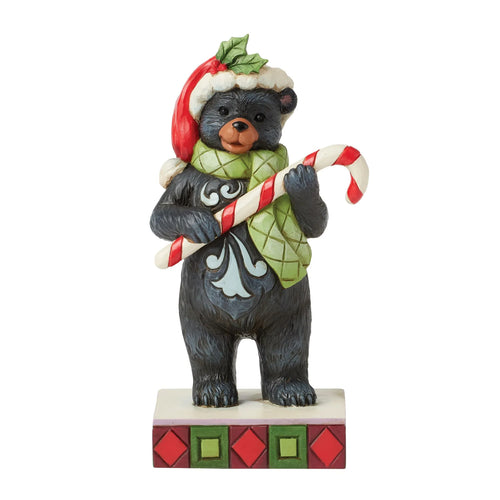 Beary Merry Christmas Lodge Black Bear with Candy Cane