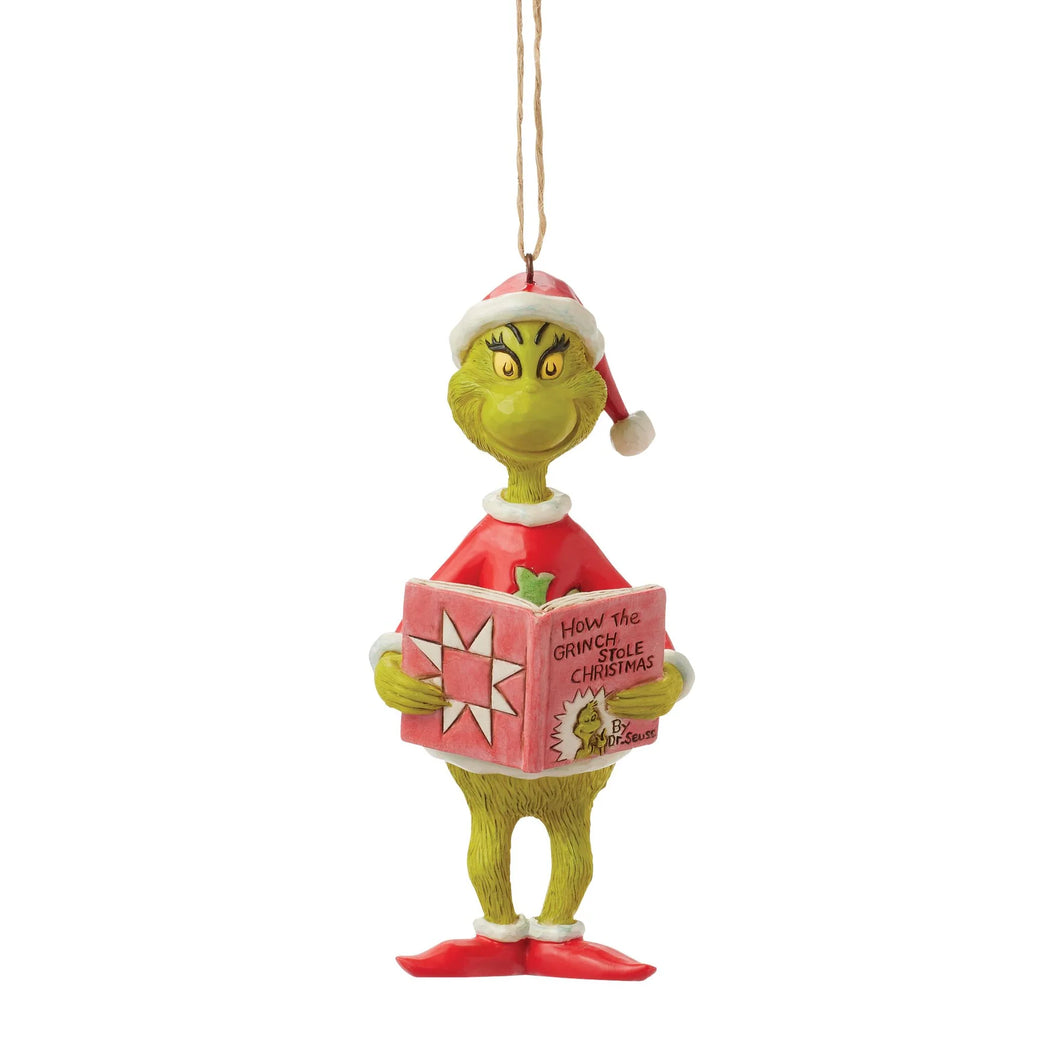Grinch with Book Hanging Ornament