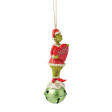Load image into Gallery viewer, Grinch on Bell Dated 2025 Hanging Ornament