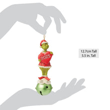 Load image into Gallery viewer, Grinch on Bell Dated 2025 Hanging Ornament