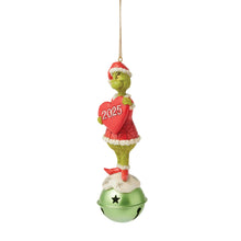 Load image into Gallery viewer, Grinch on Bell Dated 2025 Hanging Ornament