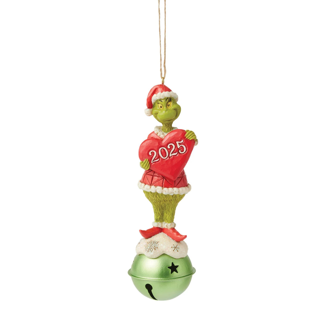Grinch on Bell Dated 2025 Hanging Ornament