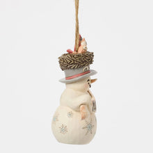 Load image into Gallery viewer, White Woodland 2025 Snowman with Hat Hanging Ornament