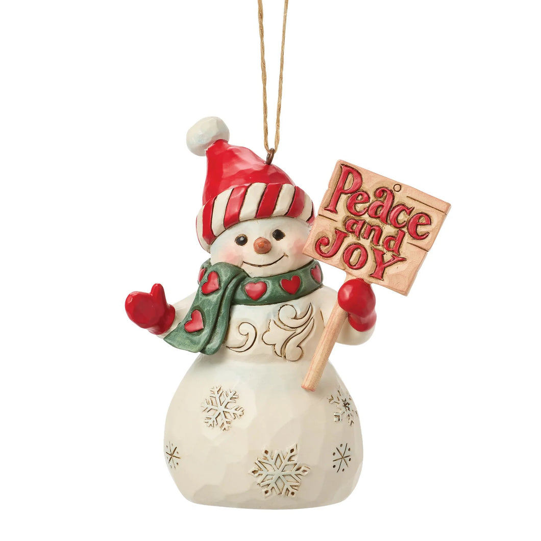 Snowman Peace & Joy Sign Hanging Ornament