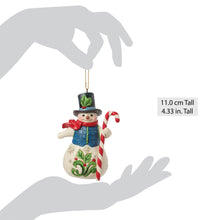 Load image into Gallery viewer, Snowman with Candy Cane Hanging Ornament
