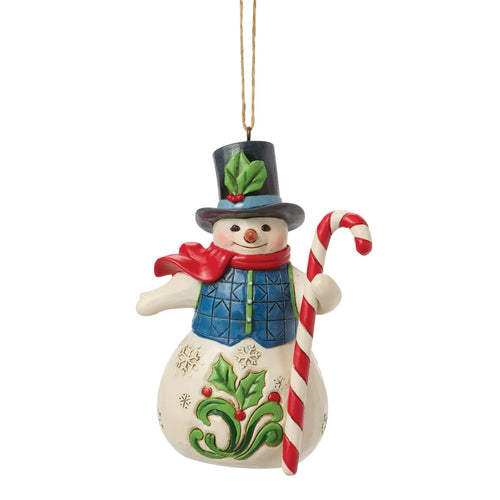 Snowman with Candy Cane Hanging Ornament